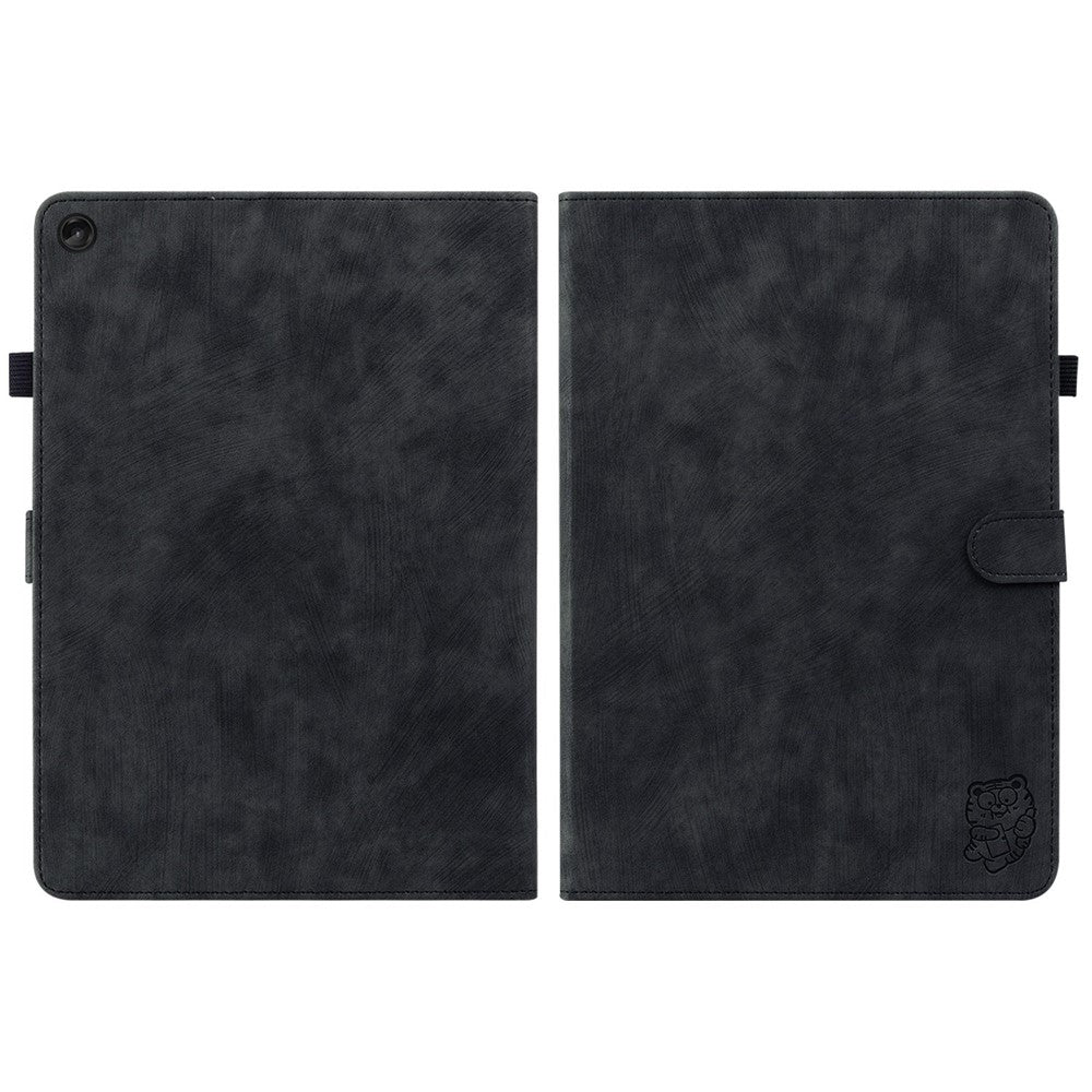 For Lenovo Tab M10 (Gen 3) TB-328FU / TB-328XU TPU+PU Leather Scratch-Proof Case Cute Tiger Pattern Imprinted Tablet Cover with Stand / Card Slot - Black