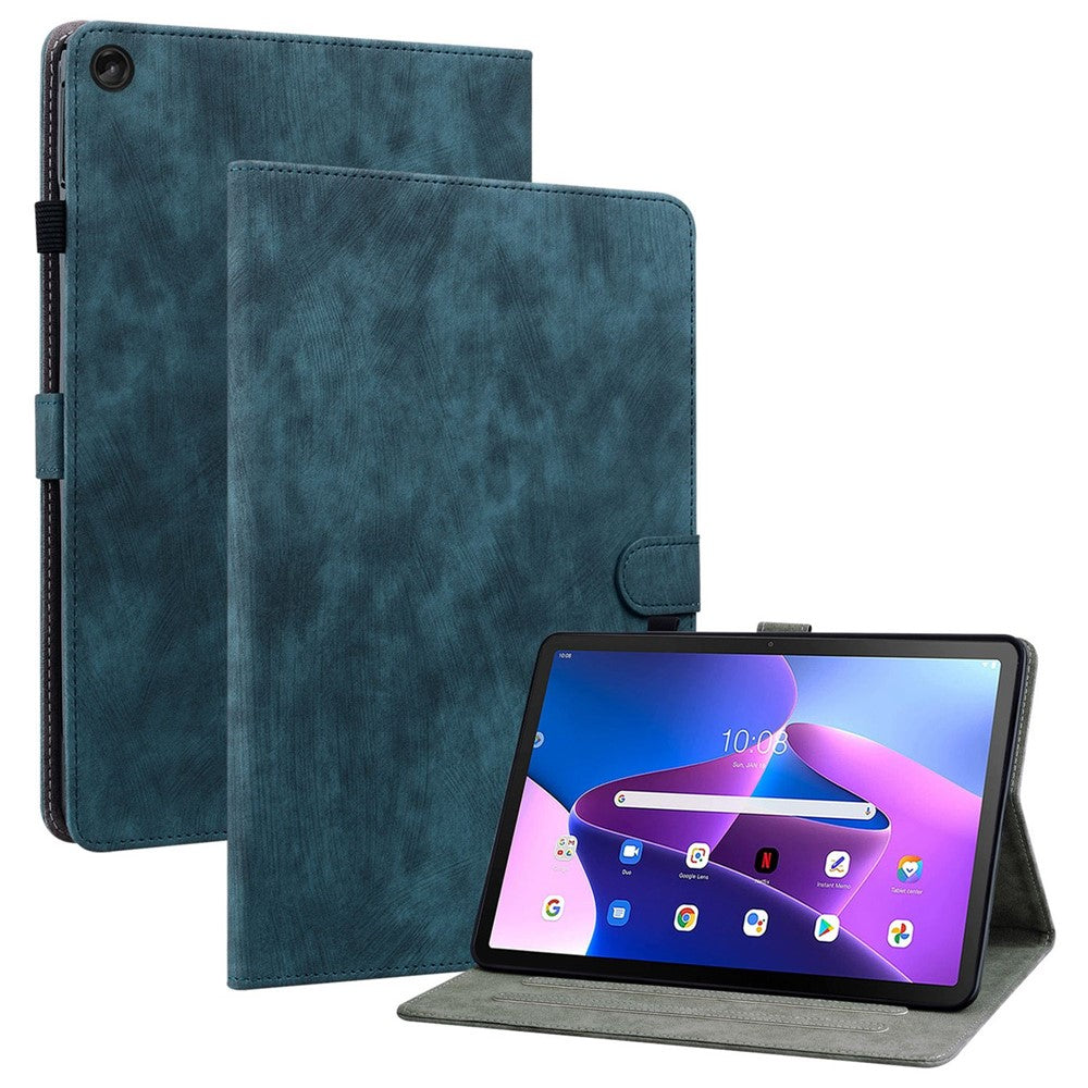 For Lenovo Tab M10 Plus (3rd Gen) / Xiaoxin Pad 2022 10.6 inch Cute Tiger Pattern Imprinted Case TPU+PU Leather Protective Cover Scratch-Proof Tablet with Stand / Card Slot - Dark Blue