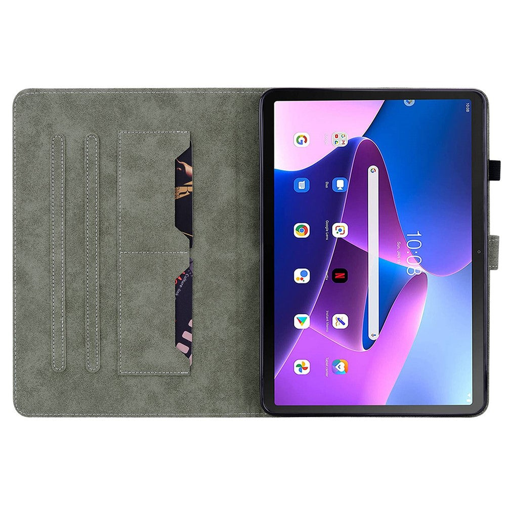 For Lenovo Tab M10 Plus (3rd Gen) / Xiaoxin Pad 2022 10.6 inch Cute Tiger Pattern Imprinted Case TPU+PU Leather Protective Cover Scratch-Proof Tablet with Stand / Card Slot - Dark Blue