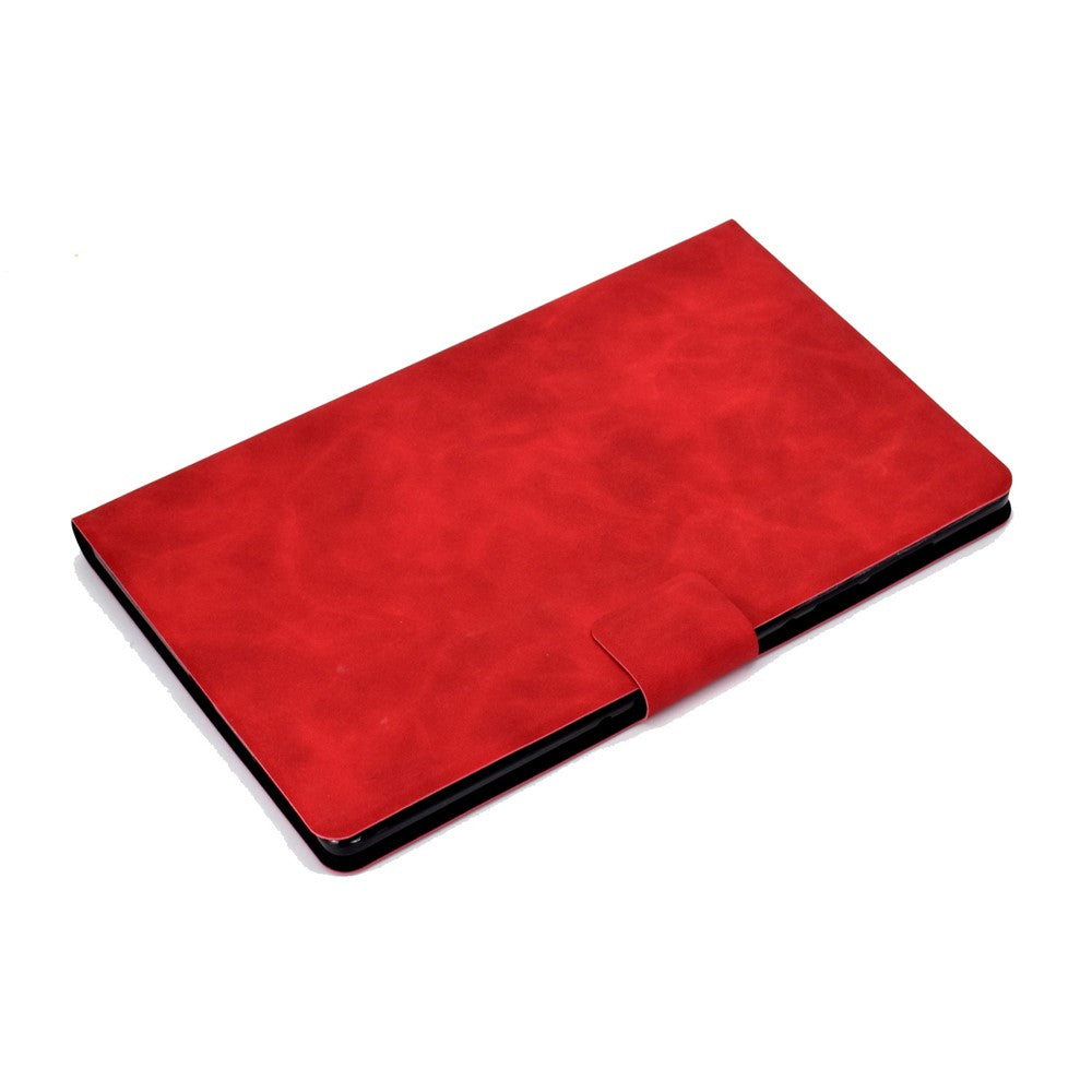 For Lenovo Tab P11 TB-J606F / Tab P11 5G Card Holder Design Folio Flip Calf Textured Leather Tablet Case Magnetic Shockproof Cover with Stand - Red