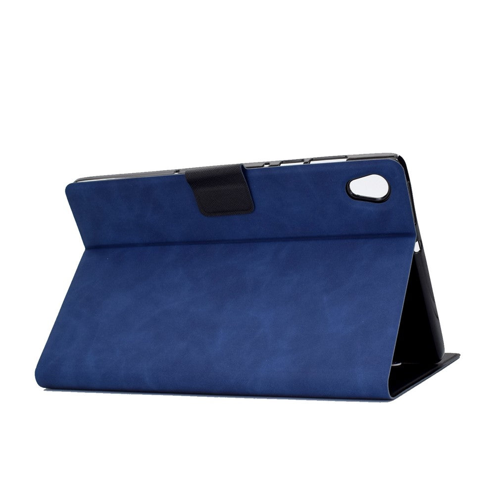 For Lenovo Tab M10 HD Gen 2 X306X Folio Flip Anti-scratch Calf Textured Leather Tablet Case Card Holder Stand Feature Magnetic Protector - Blue