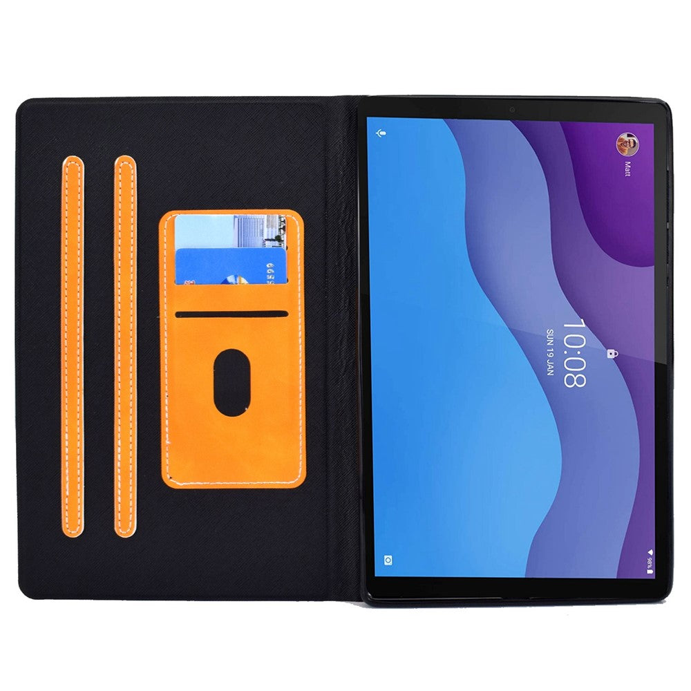 For Lenovo Tab M10 HD Gen 2 X306X Folio Flip Anti-scratch Calf Textured Leather Tablet Case Card Holder Stand Feature Magnetic Protector - Orange