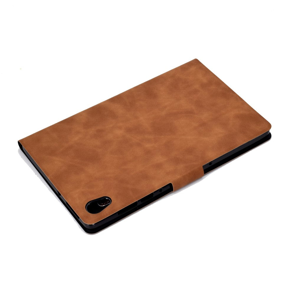 For Lenovo Tab M10 HD Gen 2 X306X Folio Flip Anti-scratch Calf Textured Leather Tablet Case Card Holder Stand Feature Magnetic Protector - Brown