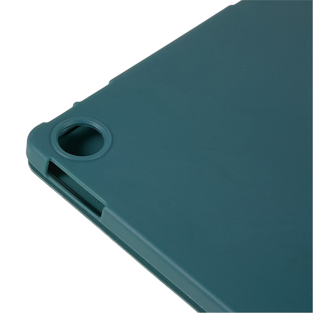 For Lenovo Tab M10 Plus (3rd Gen) / Xiaoxin Pad 2022 10.6 inch Folio Flip Full Protection Leather Tablet Case Inner Honeycomb Design Anti-scratch Cover with Tri-fold Stand - Blackish Green