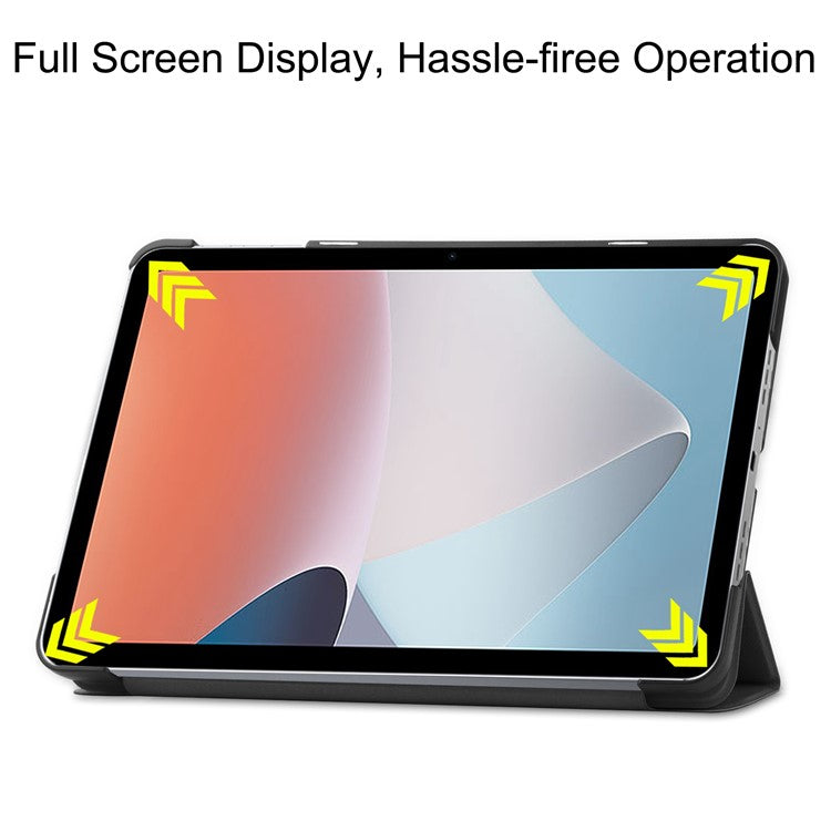 Shockproof Case for Oppo Pad Air PU Leather+PC Protective Case Auto Wake / Sleep Tablet Cover with Trifold Stand - Black