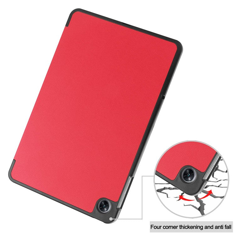 Shockproof Case for Oppo Pad Air PU Leather+PC Protective Case Auto Wake / Sleep Tablet Cover with Trifold Stand - Red
