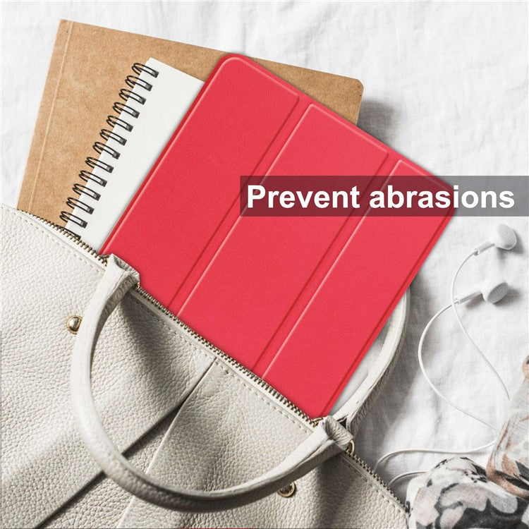 Shockproof Case for Oppo Pad Air PU Leather+PC Protective Case Auto Wake / Sleep Tablet Cover with Trifold Stand - Red