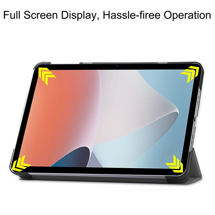 Shockproof Case for Oppo Pad Air PU Leather+PC Protective Case Auto Wake / Sleep Tablet Cover with Trifold Stand - Grey