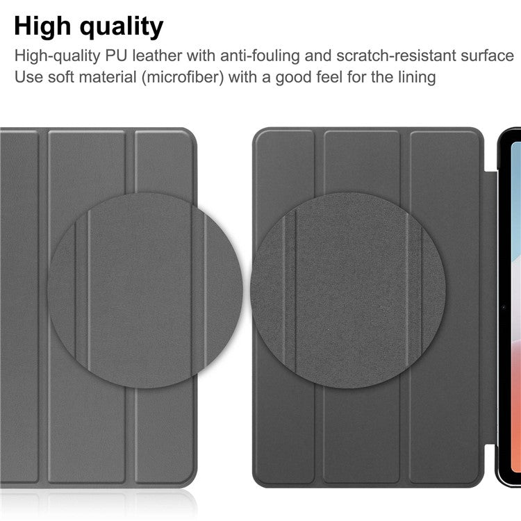 Shockproof Case for Oppo Pad Air PU Leather+PC Protective Case Auto Wake / Sleep Tablet Cover with Trifold Stand - Grey