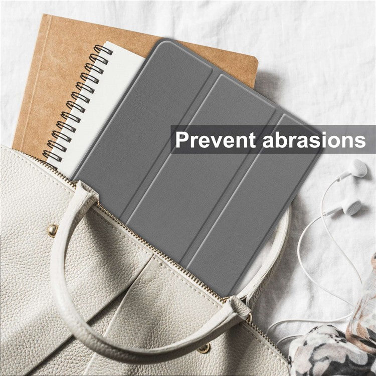 Shockproof Case for Oppo Pad Air PU Leather+PC Protective Case Auto Wake / Sleep Tablet Cover with Trifold Stand - Grey