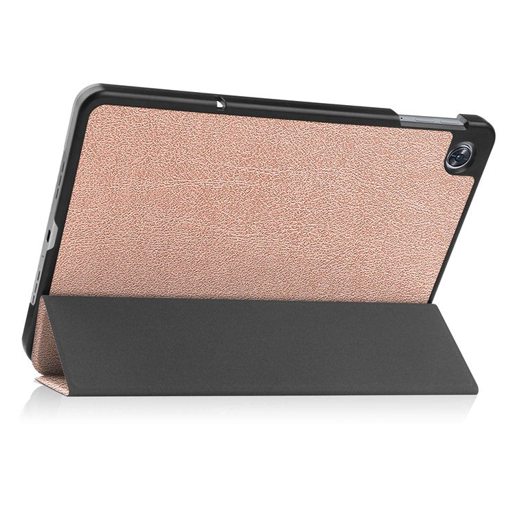 Shockproof Case for Oppo Pad Air PU Leather+PC Protective Case Auto Wake / Sleep Tablet Cover with Trifold Stand - Rose Gold