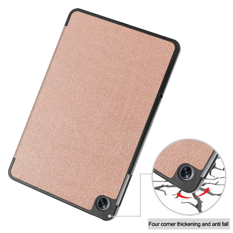 Shockproof Case for Oppo Pad Air PU Leather+PC Protective Case Auto Wake / Sleep Tablet Cover with Trifold Stand - Rose Gold