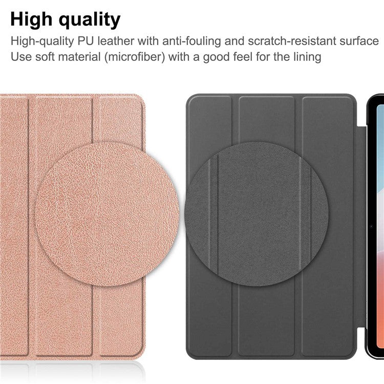 Shockproof Case for Oppo Pad Air PU Leather+PC Protective Case Auto Wake / Sleep Tablet Cover with Trifold Stand - Rose Gold
