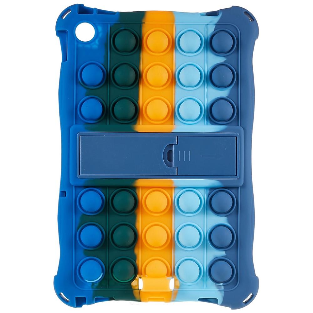 For Lenovo Tab M10 (Gen 3) TB-328FU / TB-328XU Pop Fidget Toy Bubble Tablet Case Shockproof Silicone Case PC Kickstand Protective Cover - Colorful Dark Blue