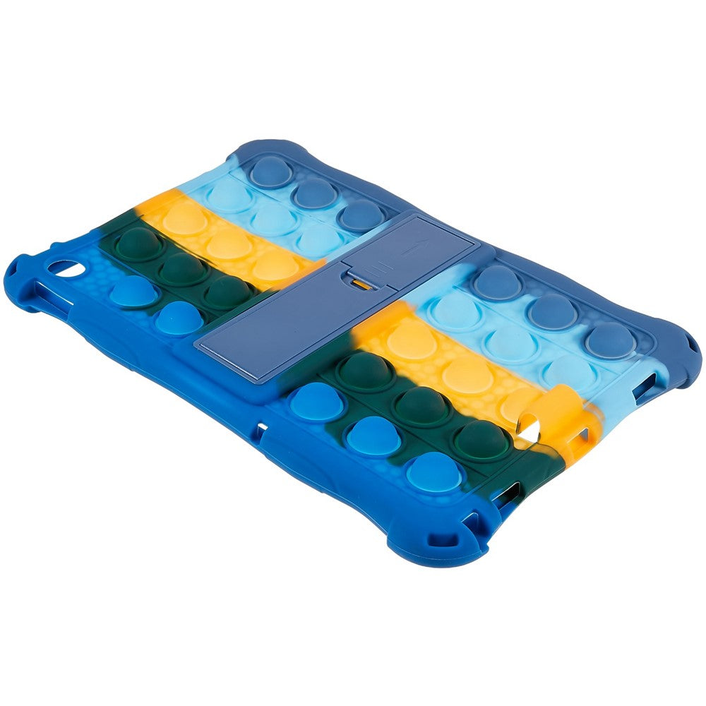 For Lenovo Tab M10 (Gen 3) TB-328FU / TB-328XU Pop Fidget Toy Bubble Tablet Case Shockproof Silicone Case PC Kickstand Protective Cover - Colorful Dark Blue