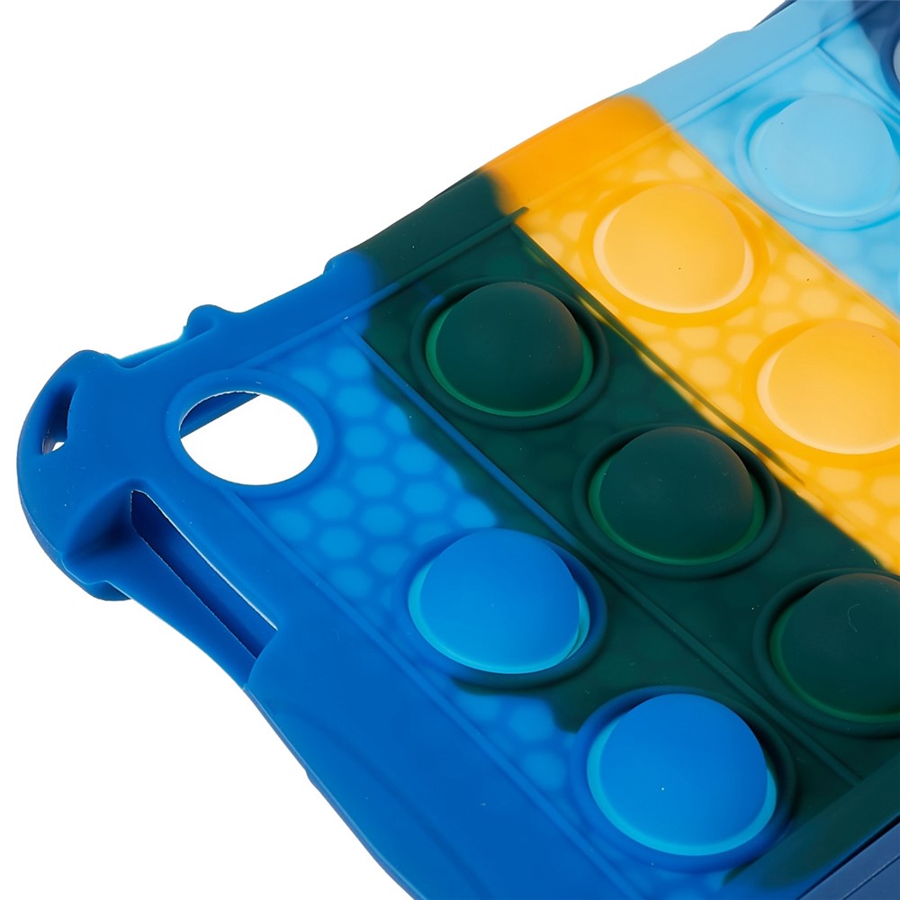 For Lenovo Tab M10 (Gen 3) TB-328FU / TB-328XU Pop Fidget Toy Bubble Tablet Case Shockproof Silicone Case PC Kickstand Protective Cover - Colorful Dark Blue
