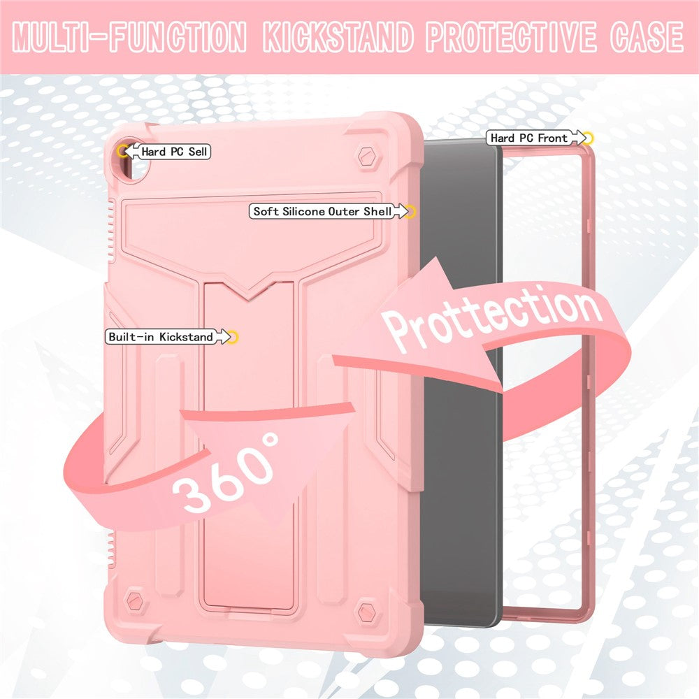 For Lenovo Tab M10 (Gen 3) TB-328FU / TB-328XU Protective Case T-Shaped Kickstand Shockproof PC + Silicone Tablet Cover - Rose Gold