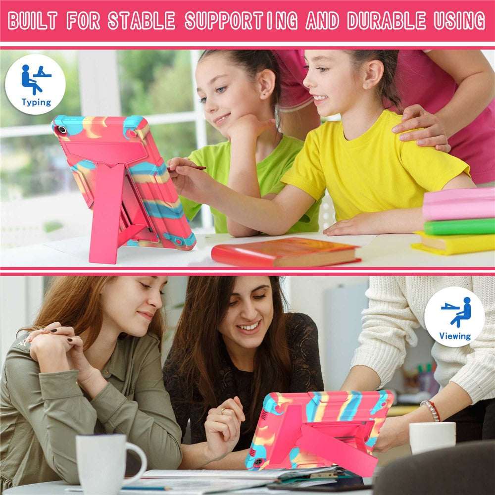 For Lenovo Tab M10 (Gen 3) TB-328FU / TB-328XU Protective Case T-Shaped Kickstand Shockproof PC + Silicone Tablet Cover - Camo Rose