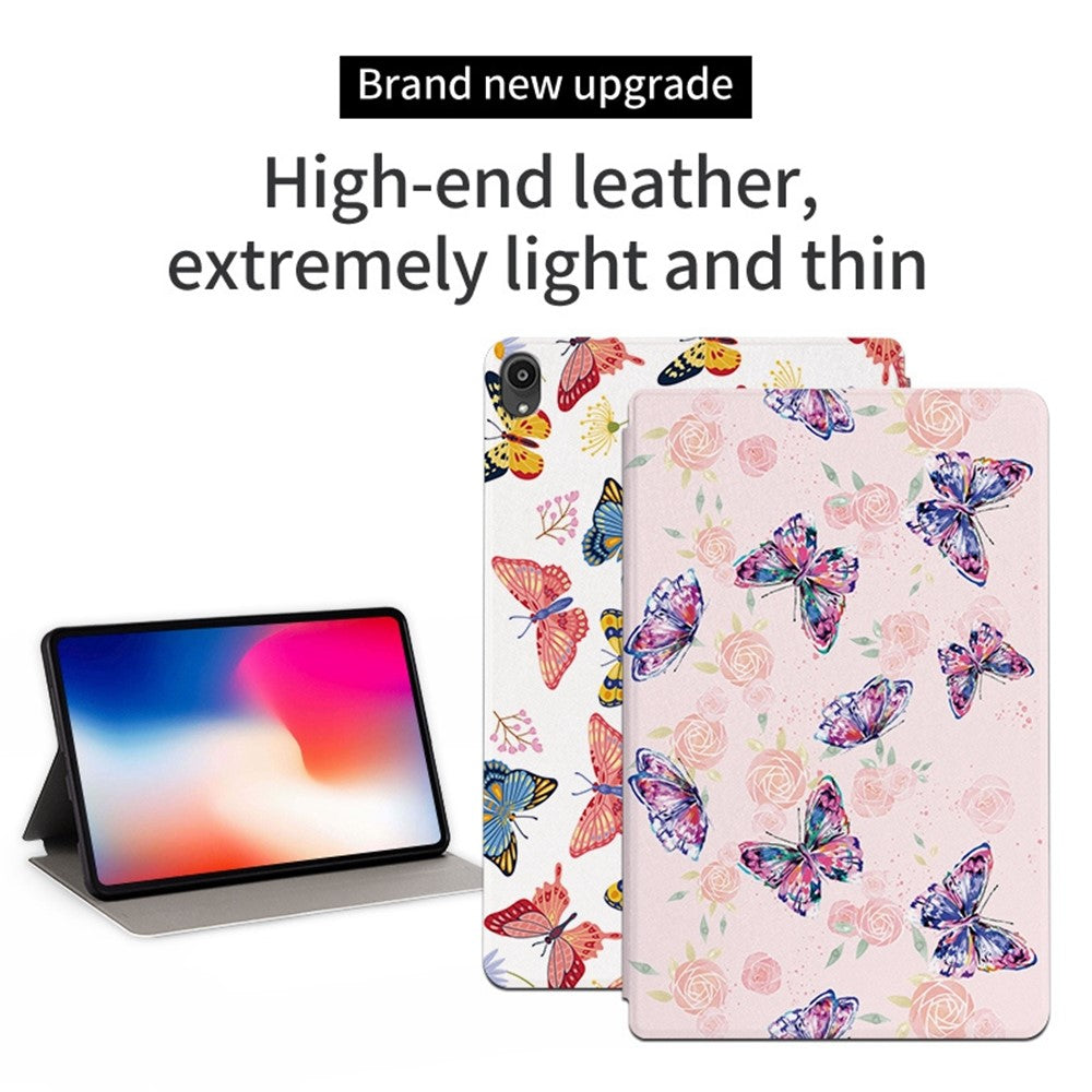For Lenovo Tab P11 / P11 Plus Butterfly Printed Butterfly Printed Protective Cover Anti-Scratch PU Leather Stand Case Shockproof Tablet Shell - Brilliant Butterfly