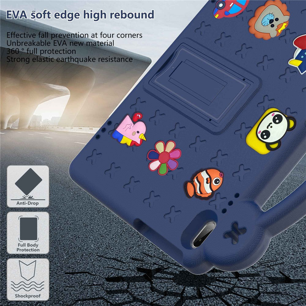 For Lenovo Yoga Tab5 YT-X705F 10.1 inch / Lenovo Tab M10 TB-X605F / TB-X505 / Huawei MediaPad T5 10.1 EVA Case Protective Tablet Cover Shockproof Case with Kickstand - Navy Blue