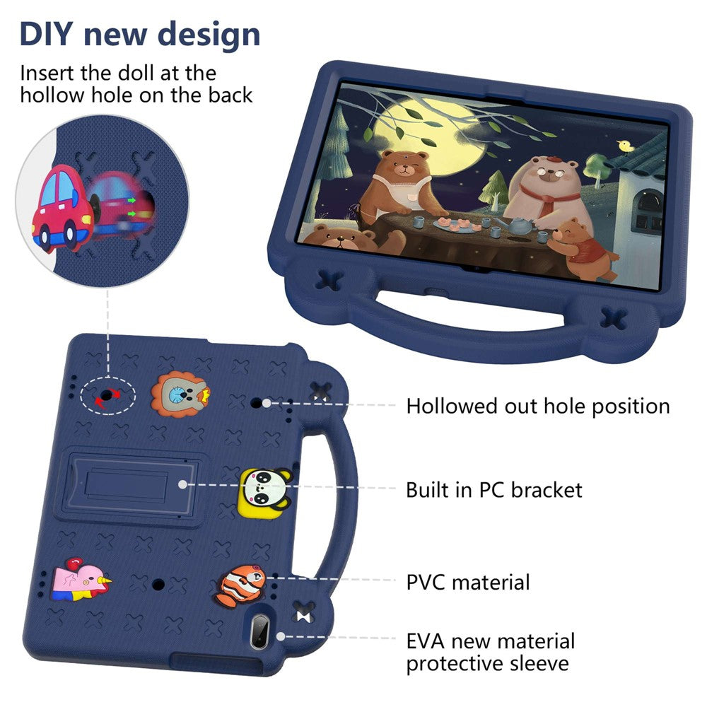 For Lenovo Yoga Tab5 YT-X705F 10.1 inch / Lenovo Tab M10 TB-X605F / TB-X505 / Huawei MediaPad T5 10.1 EVA Case Protective Tablet Cover Shockproof Case with Kickstand - Navy Blue