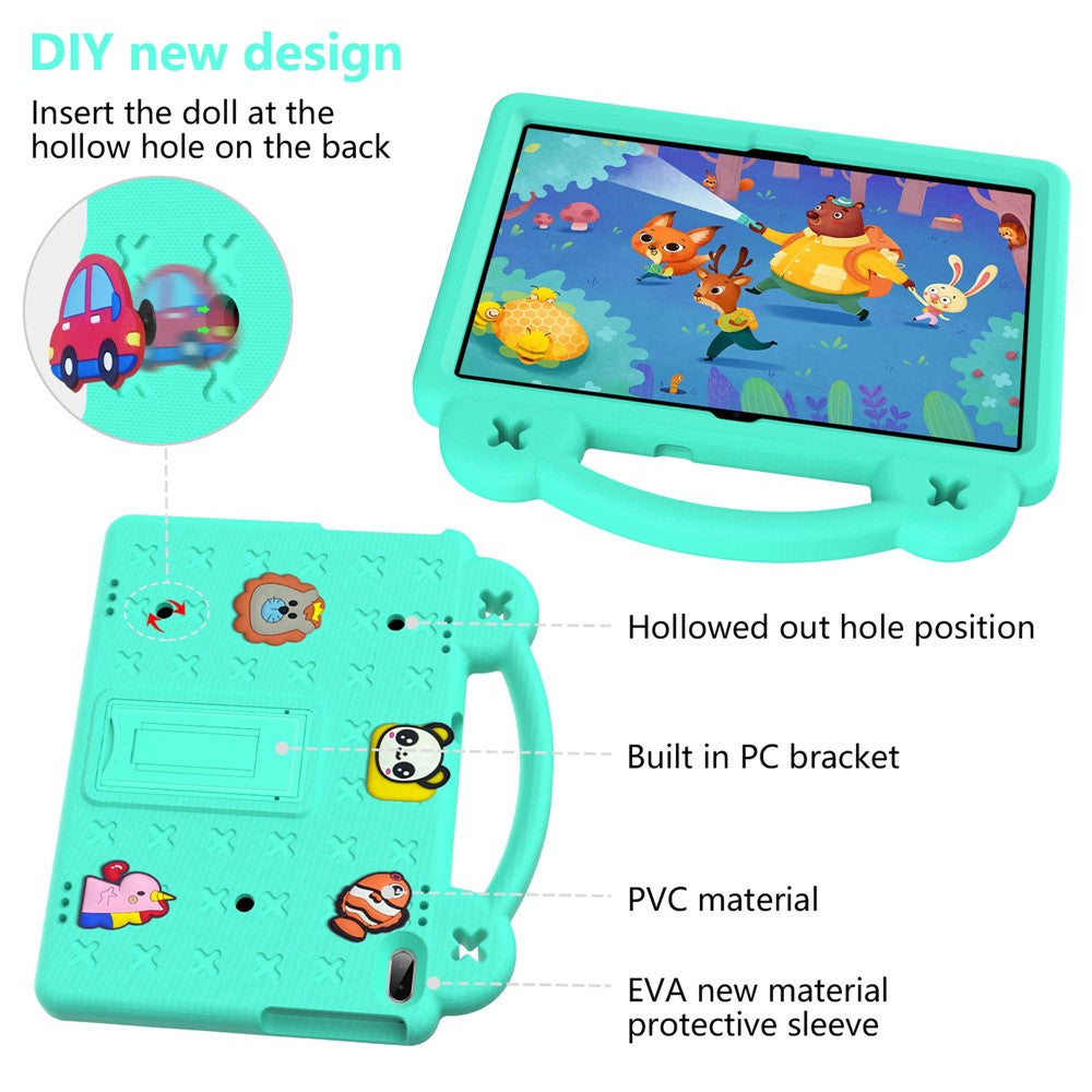 For Lenovo Yoga Tab5 YT-X705F 10.1 inch / Lenovo Tab M10 TB-X605F / TB-X505 / Huawei MediaPad T5 10.1 EVA Case Protective Tablet Cover Shockproof Case with Kickstand - Green