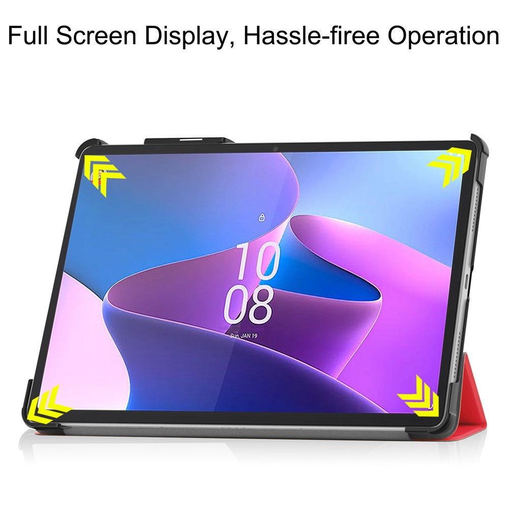 For Lenovo Tab P11 Pro Gen 2 Tri-fold Stand PU Leather Tablet Case Auto Wake / Sleep Function Drop-proof Cover - Red