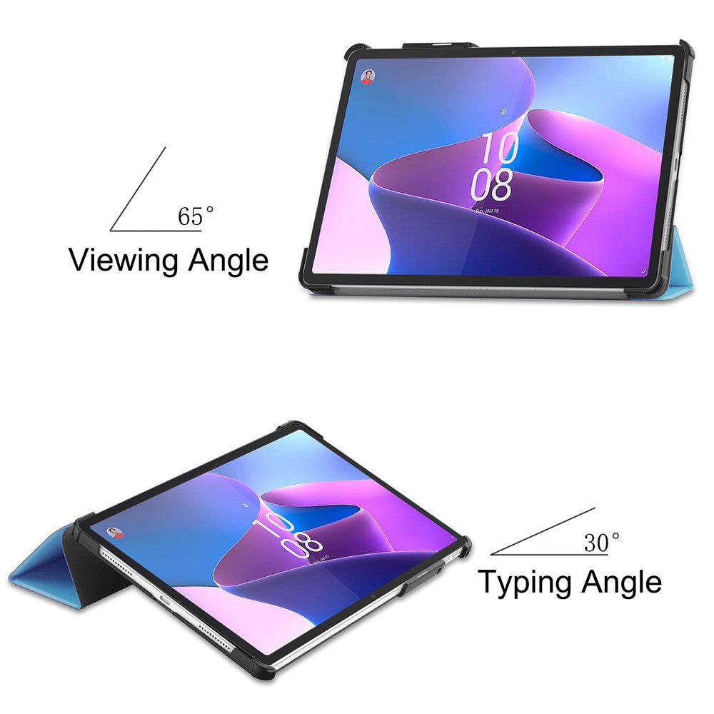 For Lenovo Tab P11 Pro Gen 2 Tri-fold Stand PU Leather Tablet Case Auto Wake / Sleep Function Drop-proof Cover - Sky Blue