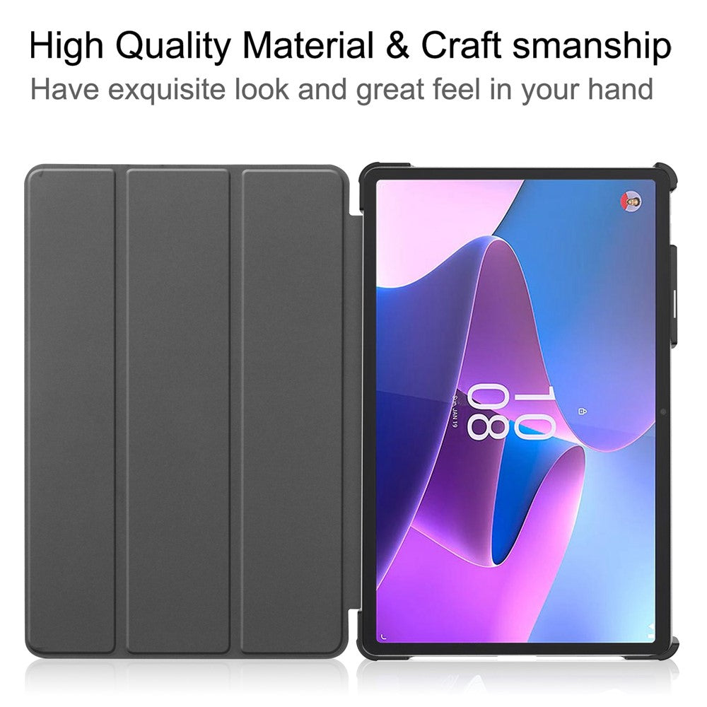 For Lenovo Tab P11 Pro Gen 2 Tri-fold Stand PU Leather Tablet Case Auto Wake / Sleep Function Drop-proof Cover - Blackish Green