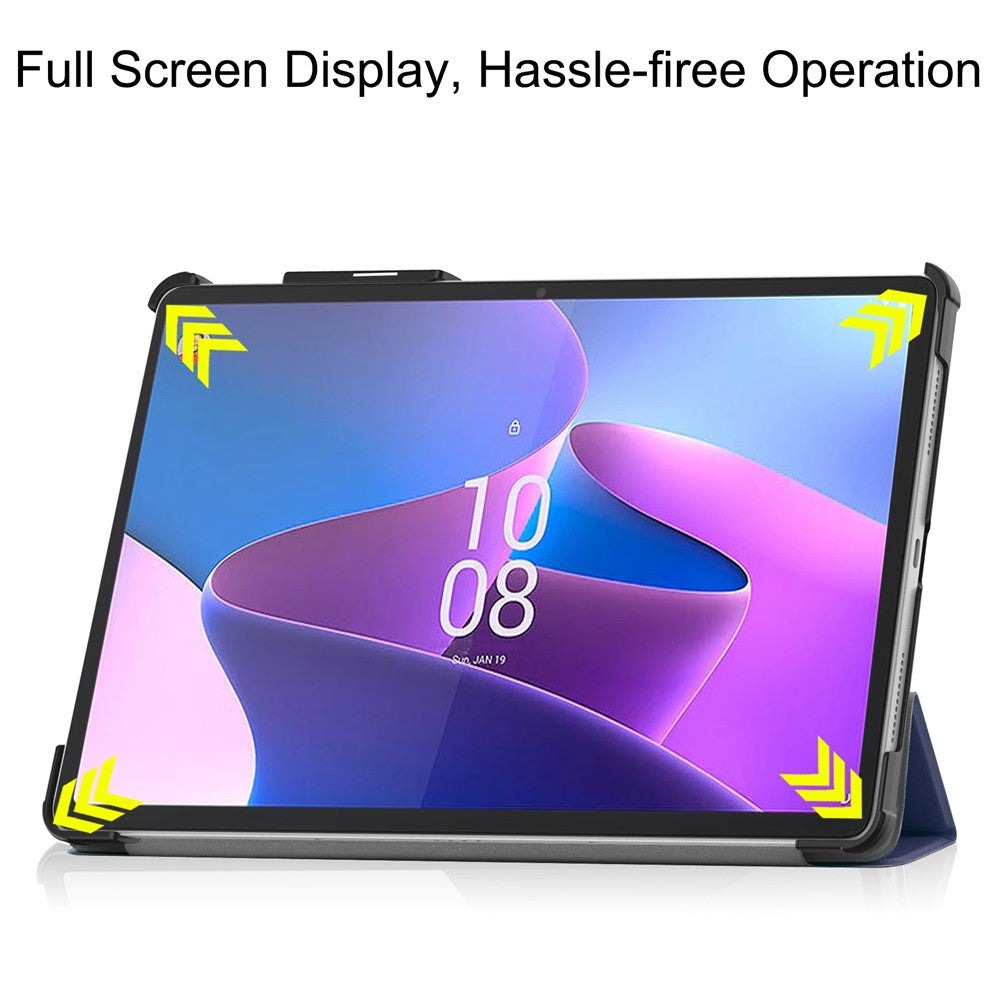 For Lenovo Tab P11 Pro Gen 2 Tri-fold Stand PU Leather Tablet Case Auto Wake / Sleep Function Drop-proof Cover - Blue