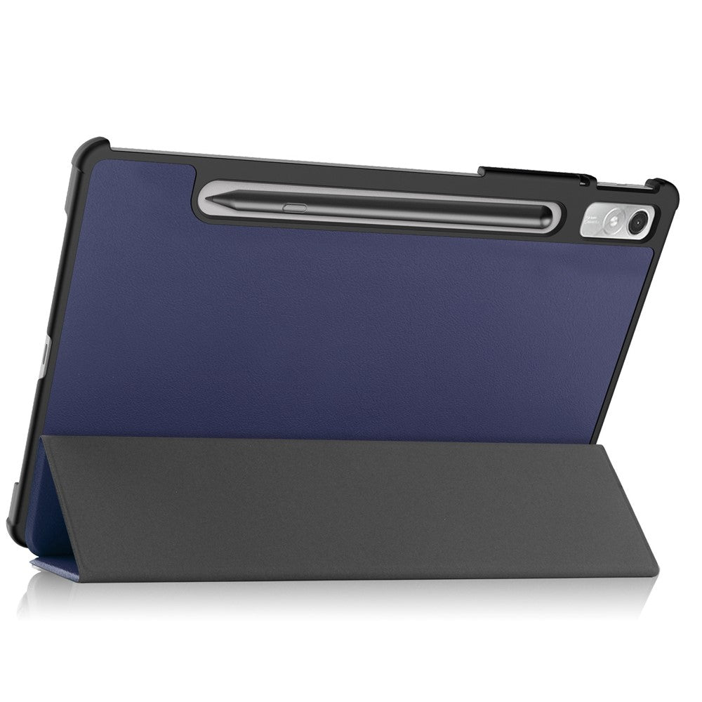 For Lenovo Tab P11 Pro Gen 2 Tri-fold Stand PU Leather Tablet Case Auto Wake / Sleep Function Drop-proof Cover - Blue