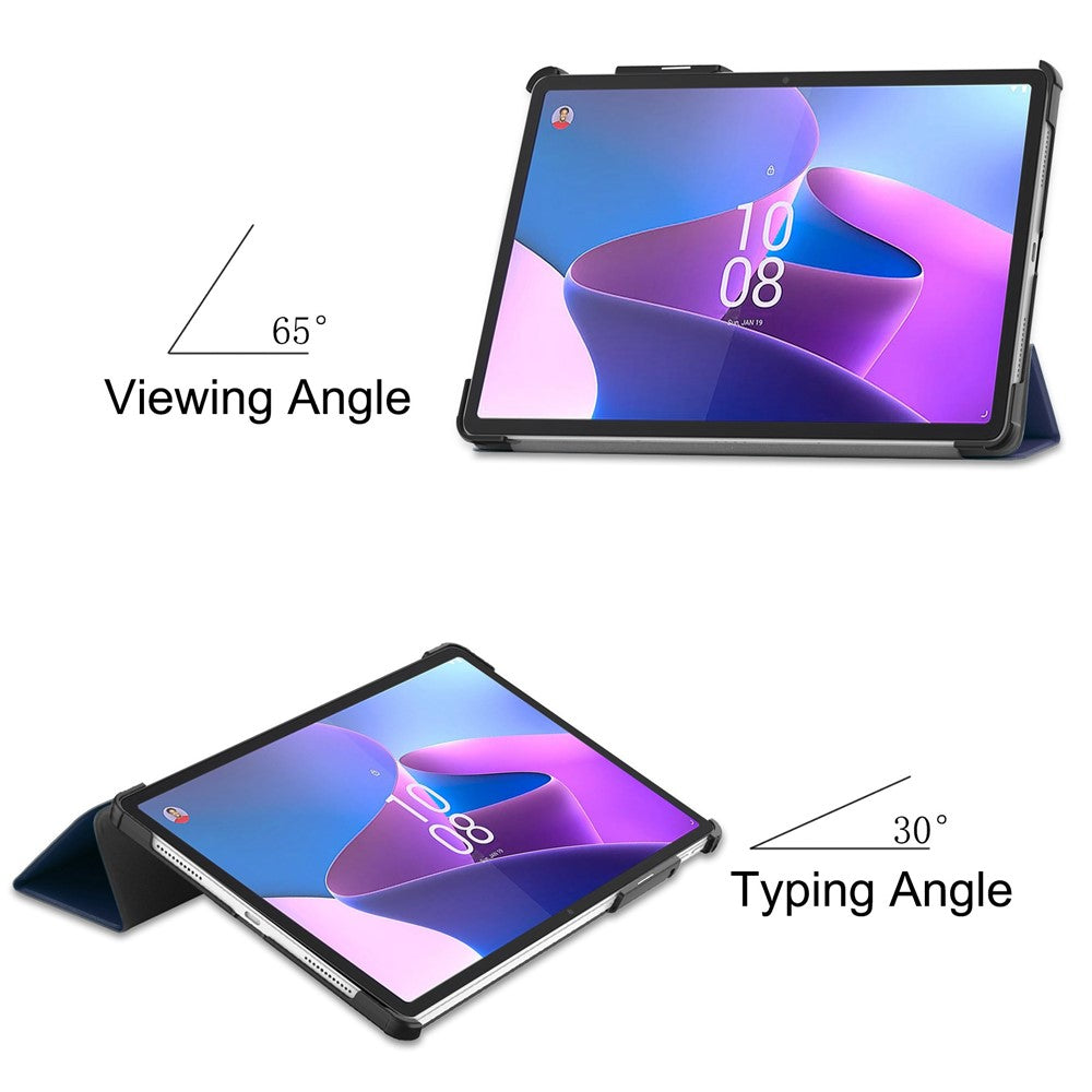 For Lenovo Tab P11 Pro Gen 2 Tri-fold Stand PU Leather Tablet Case Auto Wake / Sleep Function Drop-proof Cover - Blue