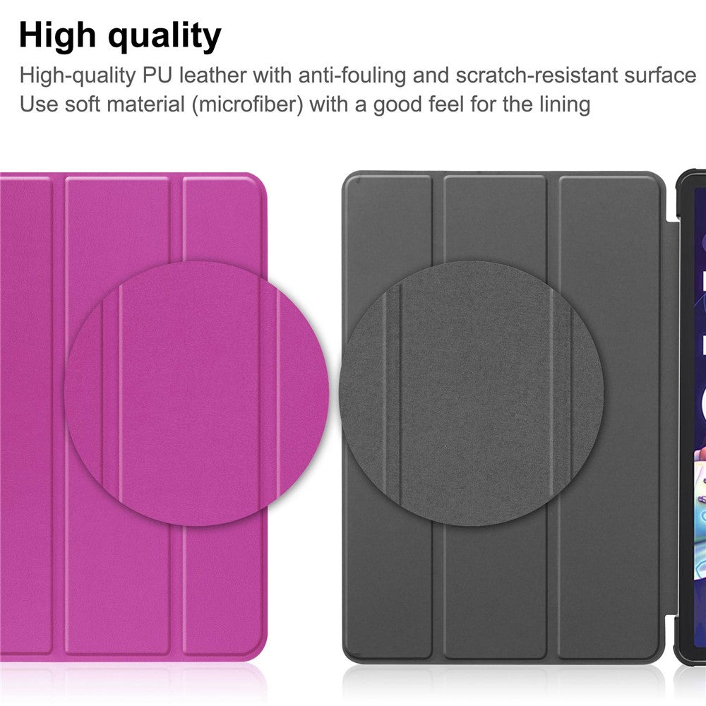 For Lenovo Tab P11 Pro Gen 2 Tri-fold Stand PU Leather Tablet Case Auto Wake / Sleep Function Drop-proof Cover - Purple