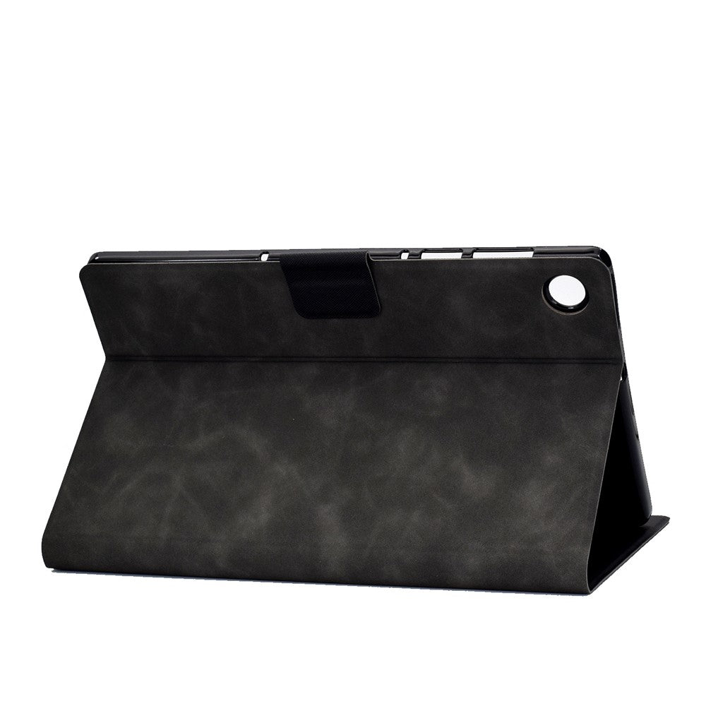 For Lenovo M10 FHD REL / M10 Plus X606F PU Leather Tablet Shell Cover Solid Color Folio Stand Magnetic Protective Case with Card Slots - Grey