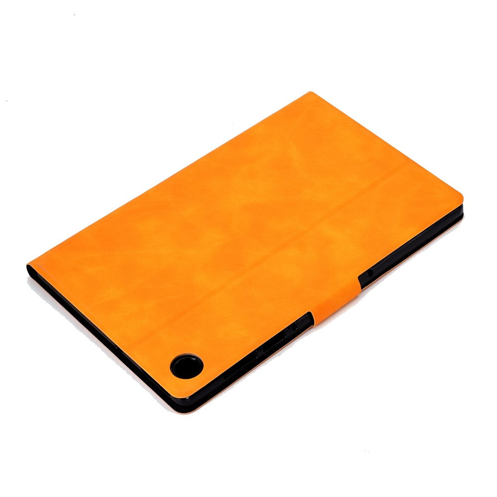 For Lenovo M10 FHD REL / M10 Plus X606F PU Leather Tablet Shell Cover Solid Color Folio Stand Magnetic Protective Case with Card Slots - Orange