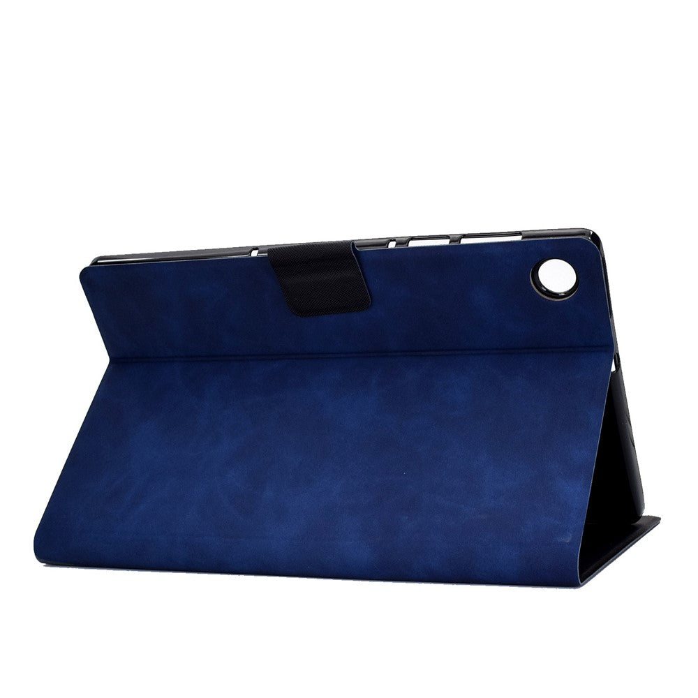 For Lenovo M10 FHD REL / M10 Plus X606F PU Leather Tablet Shell Cover Solid Color Folio Stand Magnetic Protective Case with Card Slots - Blue