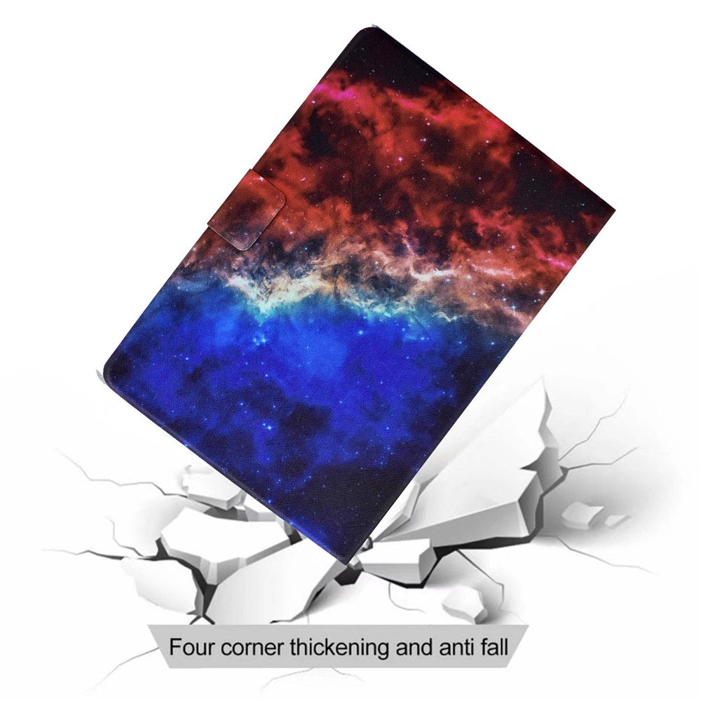 For Lenovo M10 FHD REL / Tab M10 Plus TB-X606F Pattern Printing Tablet Case Card Holder PU Leather Stand Cover - Starry Sky