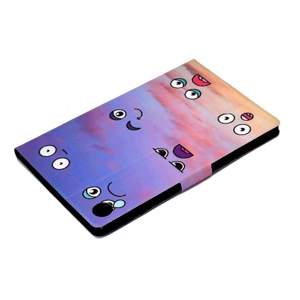 For Lenovo M10 FHD REL / Tab M10 Plus TB-X606F Pattern Printing Tablet Case Card Holder PU Leather Stand Cover - Facial Expression
