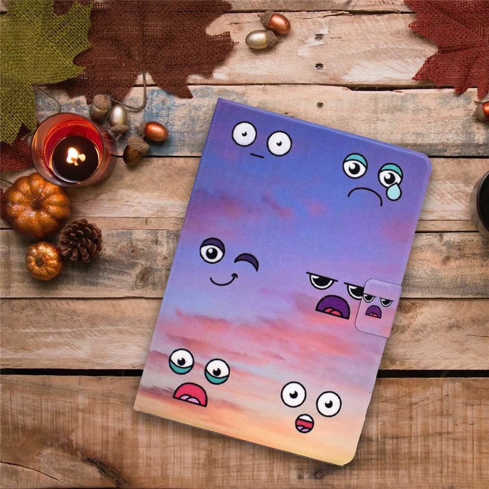 For Lenovo M10 FHD REL / Tab M10 Plus TB-X606F Pattern Printing Tablet Case Card Holder PU Leather Stand Cover - Facial Expression