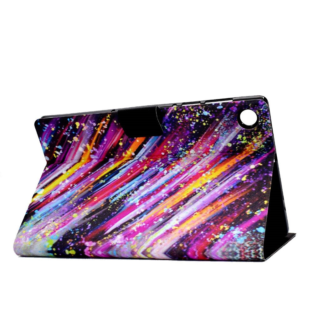 For Lenovo M10 FHD REL / Tab M10 Plus TB-X606F Pattern Printing Tablet Case Card Holder PU Leather Stand Cover - Meteor