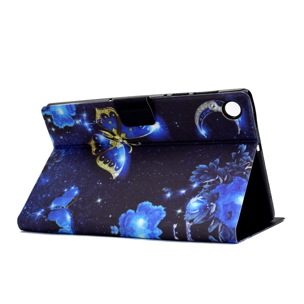 For Lenovo M10 FHD REL / Tab M10 Plus TB-X606F Pattern Printing Tablet Case Card Holder PU Leather Stand Cover - Blue Butterfly