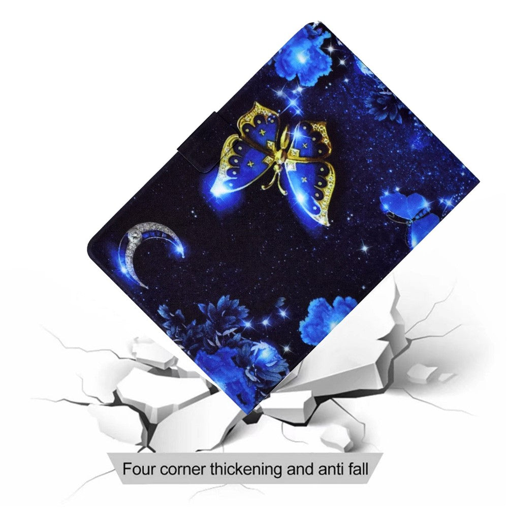 For Lenovo M10 FHD REL / Tab M10 Plus TB-X606F Pattern Printing Tablet Case Card Holder PU Leather Stand Cover - Blue Butterfly