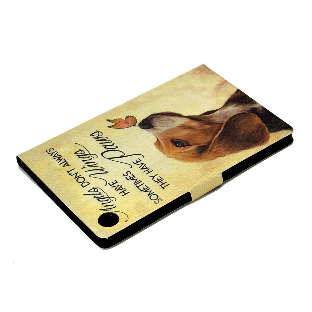 For Lenovo M10 FHD REL / Tab M10 Plus TB-X606F Pattern Printing Tablet Case Card Holder PU Leather Stand Cover - Butterfly and Dog