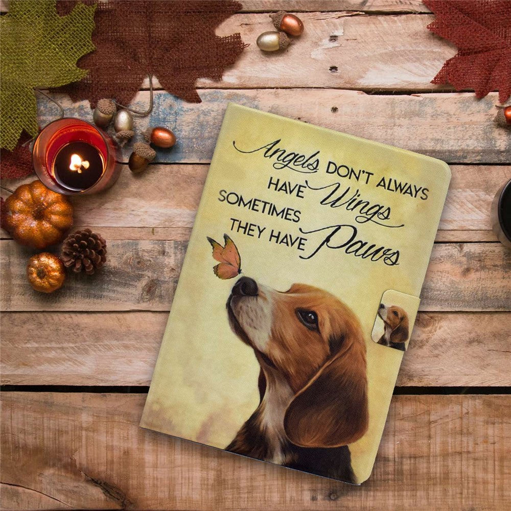 For Lenovo M10 FHD REL / Tab M10 Plus TB-X606F Pattern Printing Tablet Case Card Holder PU Leather Stand Cover - Butterfly and Dog