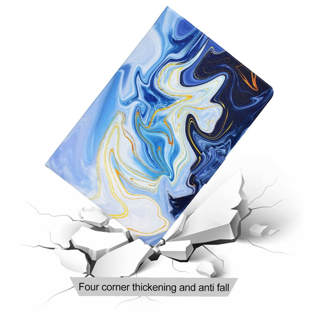 For Lenovo M10 FHD REL / Tab M10 Plus TB-X606F Pattern Printing Tablet Case Card Holder PU Leather Stand Cover - Blue Marble