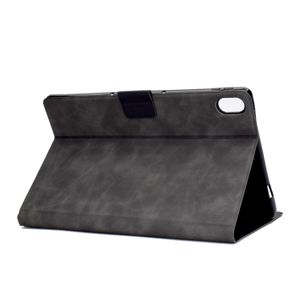 For Lenovo Legion Y700 TB-9707F Anti-Drop Tablet Case Cowhide Texture PU Leather Folio Flip Cover Well-Protection Stand Case with Card Holder - Grey
