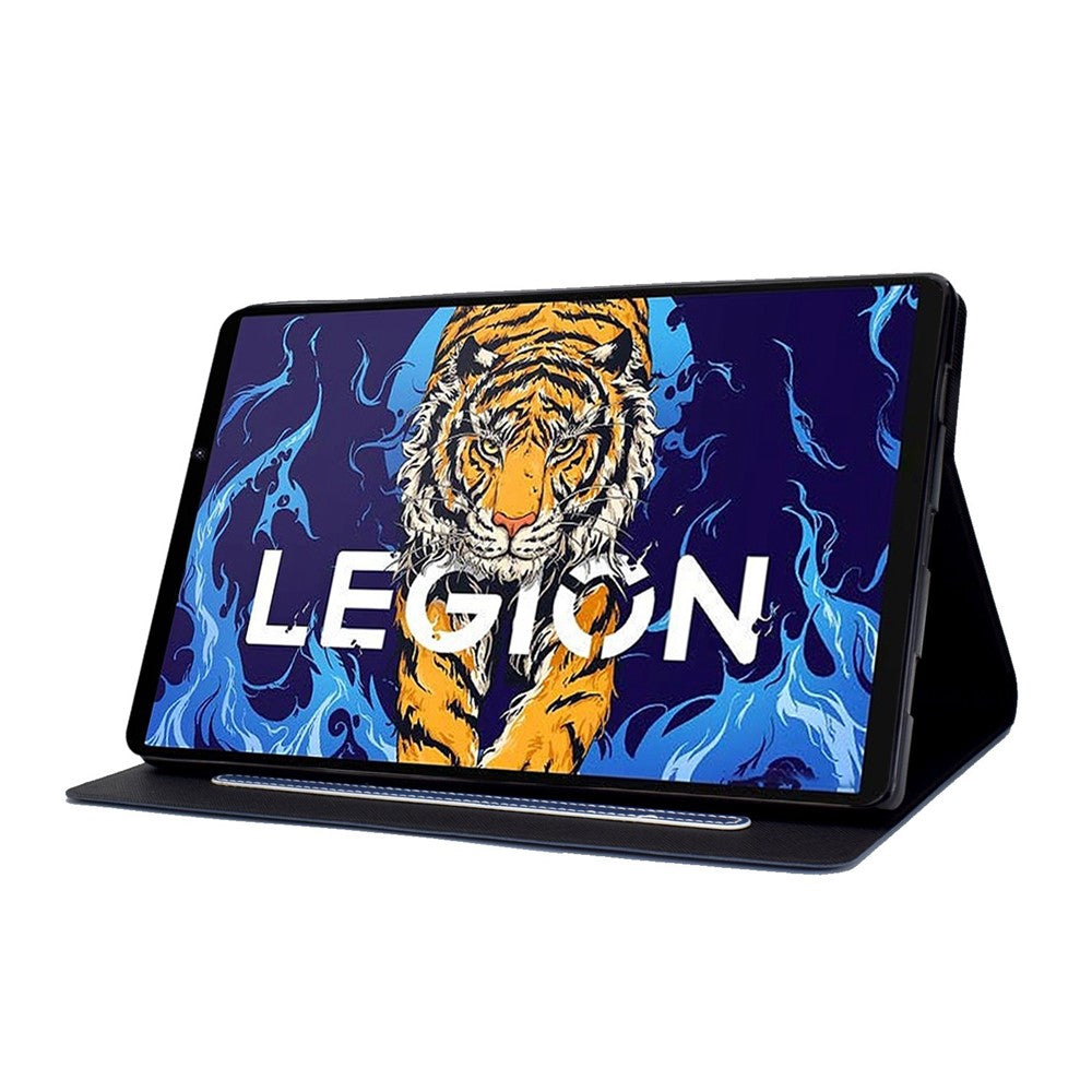 For Lenovo Legion Y700 TB-9707F Anti-Drop Tablet Case Cowhide Texture PU Leather Folio Flip Cover Well-Protection Stand Case with Card Holder - Blue