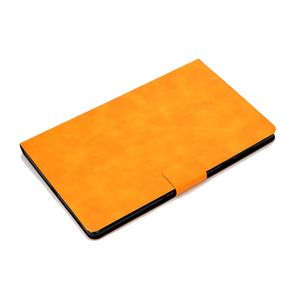 For Lenovo Legion Y700 TB-9707F Anti-Drop Tablet Case Cowhide Texture PU Leather Folio Flip Cover Well-Protection Stand Case with Card Holder - Orange