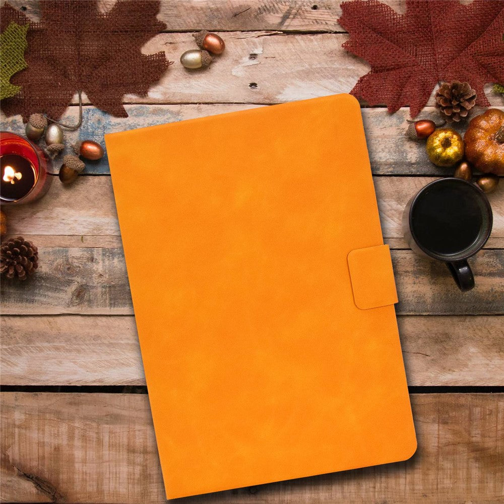 For Lenovo Legion Y700 TB-9707F Anti-Drop Tablet Case Cowhide Texture PU Leather Folio Flip Cover Well-Protection Stand Case with Card Holder - Orange