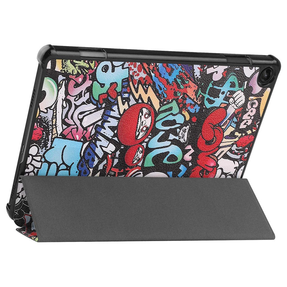 For Lenovo Tab M10 (Gen 3) TB-328FU / TB-328XU Pattern Printing Tablet Case PU Leather Trifold Stand Cover with Auto Wake / Sleep - Graffiti